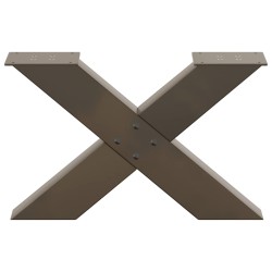 Pieds de table basse en forme de X, 2 pièces, acier naturel, 50 x (30-31) cm 
