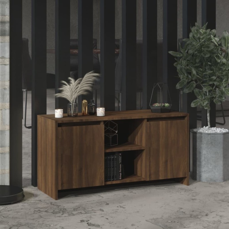 Meuble TV Chêne marron 102x37,5x52,5 cm Bois d'ingénierie Meuble TV Chêne marron 102x37,5x52,5 cm Bois d'ingénierie