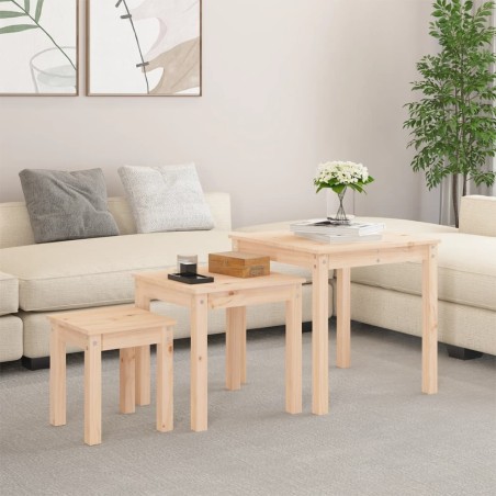 Tables gigognes 3 pcs Bois de pin massif 
