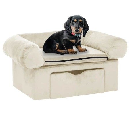 Canapé pour chien avec tiroir Crème 75x50x38 cm Peluche 