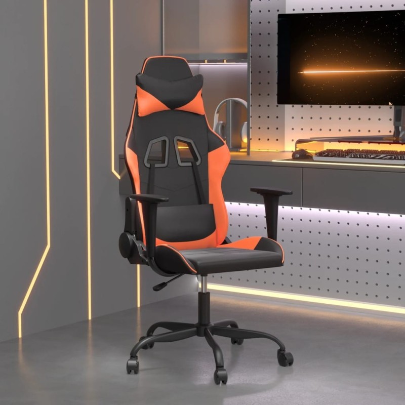 Chaise de jeu de massage Noir et orange Similicuir 