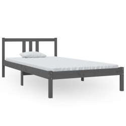 Cadre de lit sans matelas gris bois massif 100x200 cm 