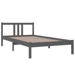 Cadre de lit sans matelas gris bois massif 100x200 cm 
