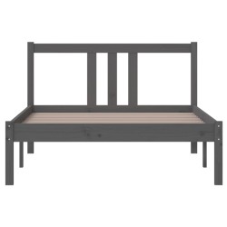 Cadre de lit sans matelas gris bois massif 100x200 cm 