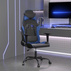 Chaise de jeu de massage Noir et bleu Similicuir 