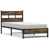 Cadre de lit en métal sans matelas chêne fumé 107x203 cm 