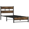 Cadre de lit en métal sans matelas chêne fumé 107x203 cm 