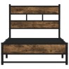 Cadre de lit en métal sans matelas chêne fumé 107x203 cm 