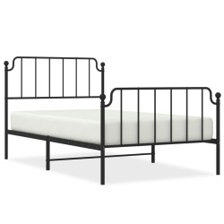 Cadre de lit métal sans matelas avec pied de lit noir 107x203cm 
