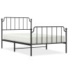 Cadre de lit métal sans matelas avec pied de lit noir 107x203cm 