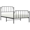 Cadre de lit métal sans matelas avec pied de lit noir 107x203cm 