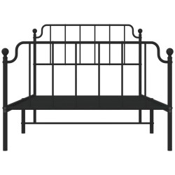 Cadre de lit métal sans matelas avec pied de lit noir 107x203cm 