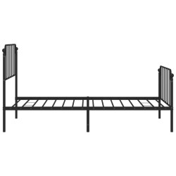 Cadre de lit métal sans matelas avec pied de lit noir 107x203cm 