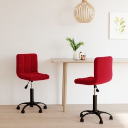 Chaises à manger pivotantes lot de 2 rouge bordeaux velours 