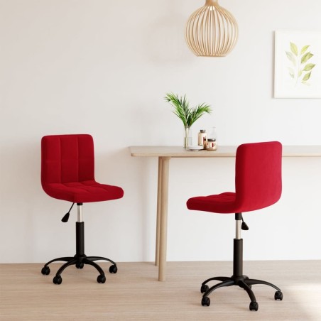 Chaises à manger pivotantes lot de 2 rouge bordeaux velours 