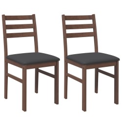 Chaises à manger coussins 2 pcs marron bois massif caoutchouc 