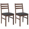 Chaises à manger coussins 2 pcs marron bois massif caoutchouc 