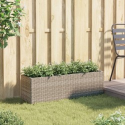 Jardinière avec 3 pots gris 105x30x32 cm résine tressée 