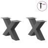 Pieds de table basse en forme de X, 2 pièces, anthracite, 50 x (30-31) cm, acier 