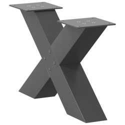 Pieds de table basse en forme de X, 2 pièces, anthracite, 50 x (30-31) cm, acier 