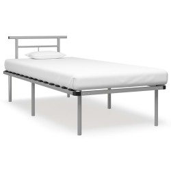 Cadre de lit sans matelas gris métal 90x200 cm 