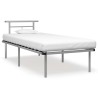Cadre de lit sans matelas gris métal 90x200 cm 
