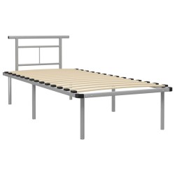 Cadre de lit sans matelas gris métal 90x200 cm 