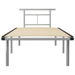 Cadre de lit sans matelas gris métal 90x200 cm 