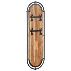 Porte-manteaux muraux et 4 crochets 2 pcs bois massif d'acacia 