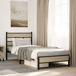 Cadre de lit en métal sans matelas chêne sonoma 107x203 cm 