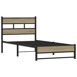 Cadre de lit en métal sans matelas chêne sonoma 107x203 cm 