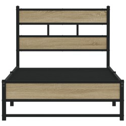 Cadre de lit en métal sans matelas chêne sonoma 107x203 cm 