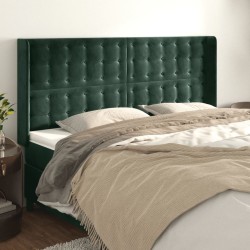 Tête de lit avec oreilles Vert foncé 163x16x118/128 cm Velours 