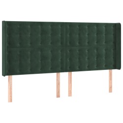 Tête de lit avec oreilles Vert foncé 163x16x118/128 cm Velours 