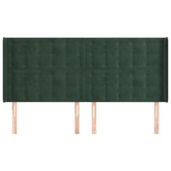 Tête de lit avec oreilles Vert foncé 163x16x118/128 cm Velours 