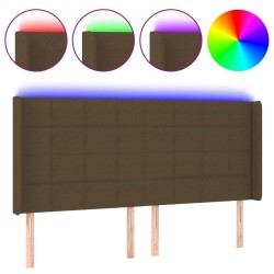 Tête de lit à LED Marron foncé 203x16x118/128 cm Tissu 