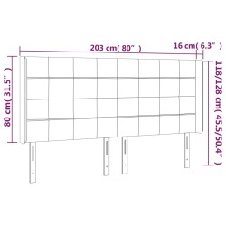 Tête de lit à LED Marron foncé 203x16x118/128 cm Tissu 