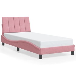 Cadre de lit avec lumières LED rose 80x200 cm velours 