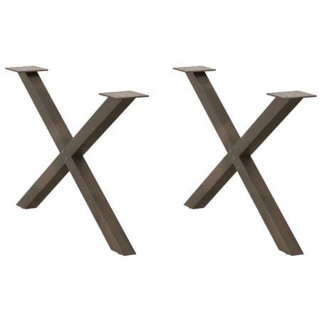 Pieds de table basse en forme de X, 2 pièces, acier naturel, 70 x (42-43) cm 