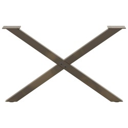 Pieds de table basse en forme de X, 2 pièces, acier naturel, 70 x (42-43) cm 