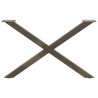 Pieds de table basse en forme de X, 2 pièces, acier naturel, 70 x (42-43) cm 