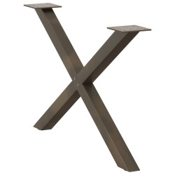 Pieds de table basse en forme de X, 2 pièces, acier naturel, 70 x (42-43) cm 