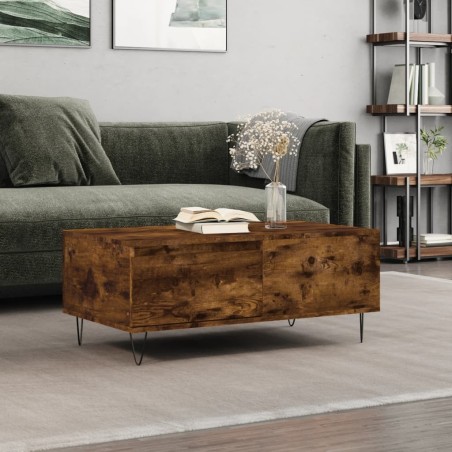 Table basse Chêne fumé 90x50x36,5 cm Bois d'ingénierie 