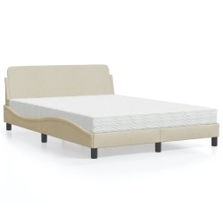 Lit avec matelas crème 140x190 cm tissu 