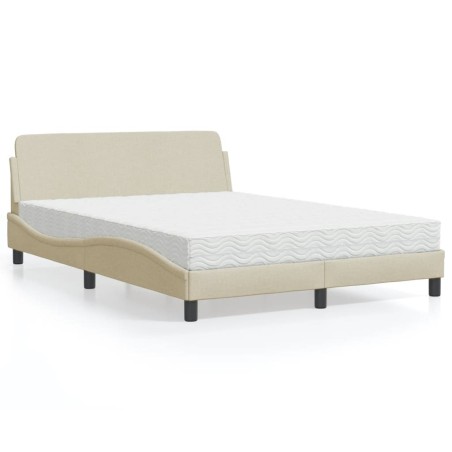 Lit avec matelas crème 140x190 cm tissu 