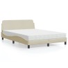 Lit avec matelas crème 140x190 cm tissu 