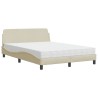 Lit avec matelas crème 140x190 cm tissu 