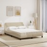 Lit avec matelas crème 140x190 cm tissu 