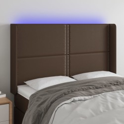 Tête de lit à LED Marron 147x16x118/128 cm Similicuir 