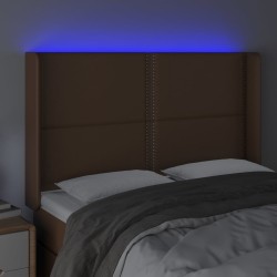 Tête de lit à LED Marron 147x16x118/128 cm Similicuir 